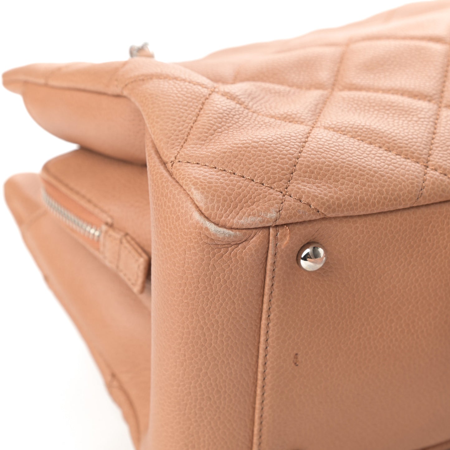 Caviar Quilted Timeless CC Shopping Tote Beige