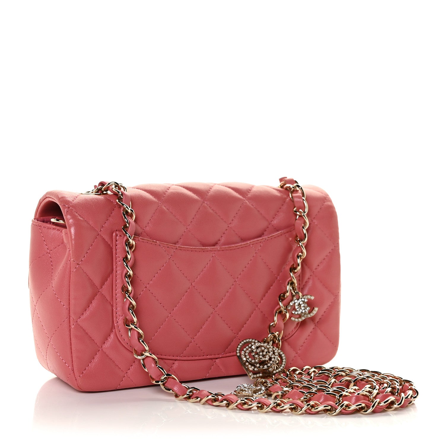 Chanel Lambskin Quilted Valentine Charms Mini Rectangular Flap Pink 3 of 13