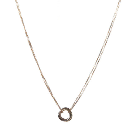 Cartier 18K Pink Yellow White Gold Trinity Double Chain Pendant Necklace 1 of 6