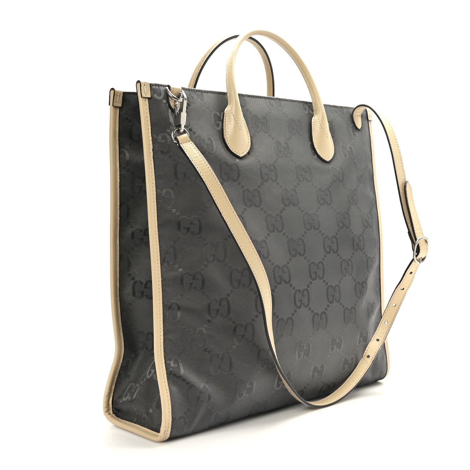Gucci Econyl Nylon Monogram Off The Grid Long Tote Bag Graphite Grey New Plaster 3 of 9