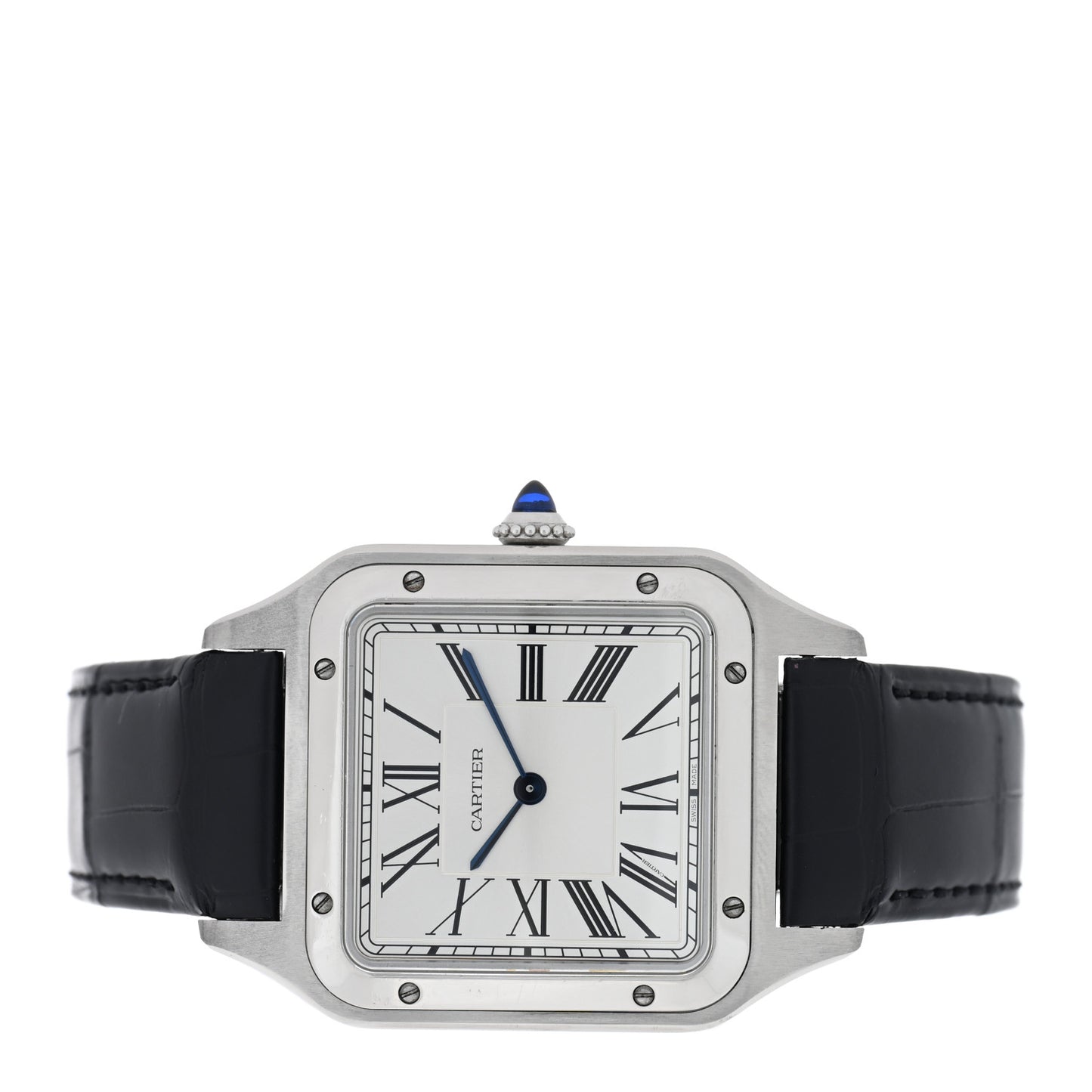 Stainless Steel Alligator 31.4mm Santos Dumont Quartz Watch Blue