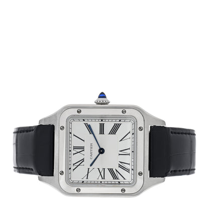 Cartier Stainless Steel Alligator 31.4mm Santos Dumont Quartz Watch Blue 4 of 10
