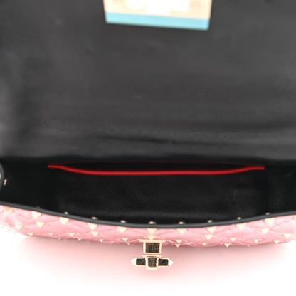 Valentino Garavani Metallic Wrinkled Lambskin Small Rockstud Spike Shoulder Bag Lipstick 5 of 11