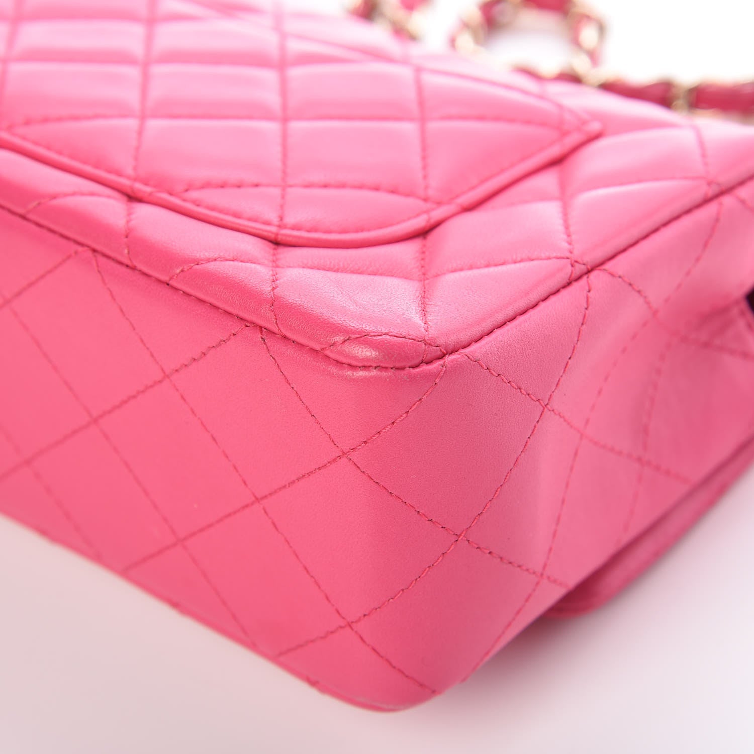 Chanel Lambskin Quilted Mini Rectangular Flap Dark Pink 8 of 11