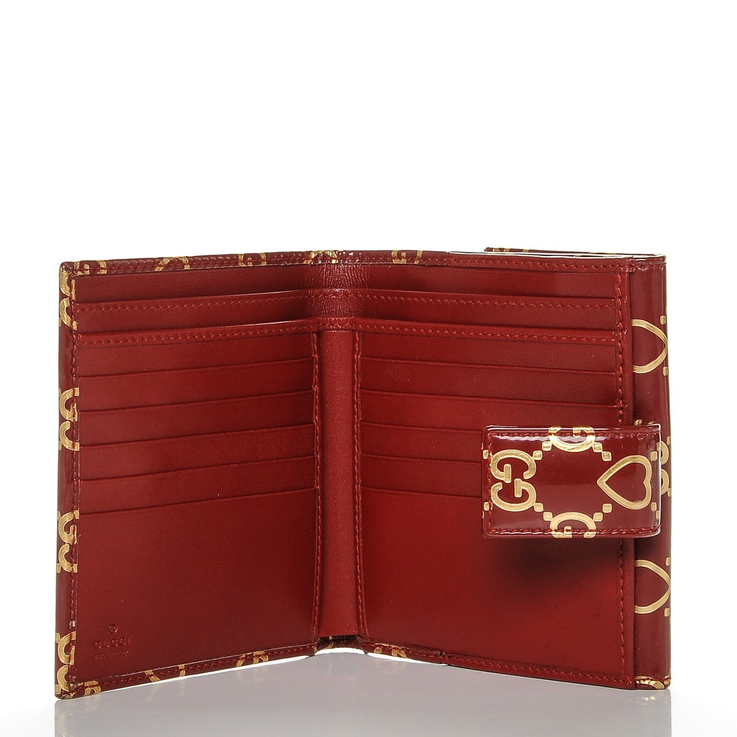 Patent GG Valentine GG Pierce French Flap Wallet Red Gold