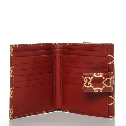 Gucci Patent GG Valentine GG Pierce French Flap Wallet Red Gold 5 of 6