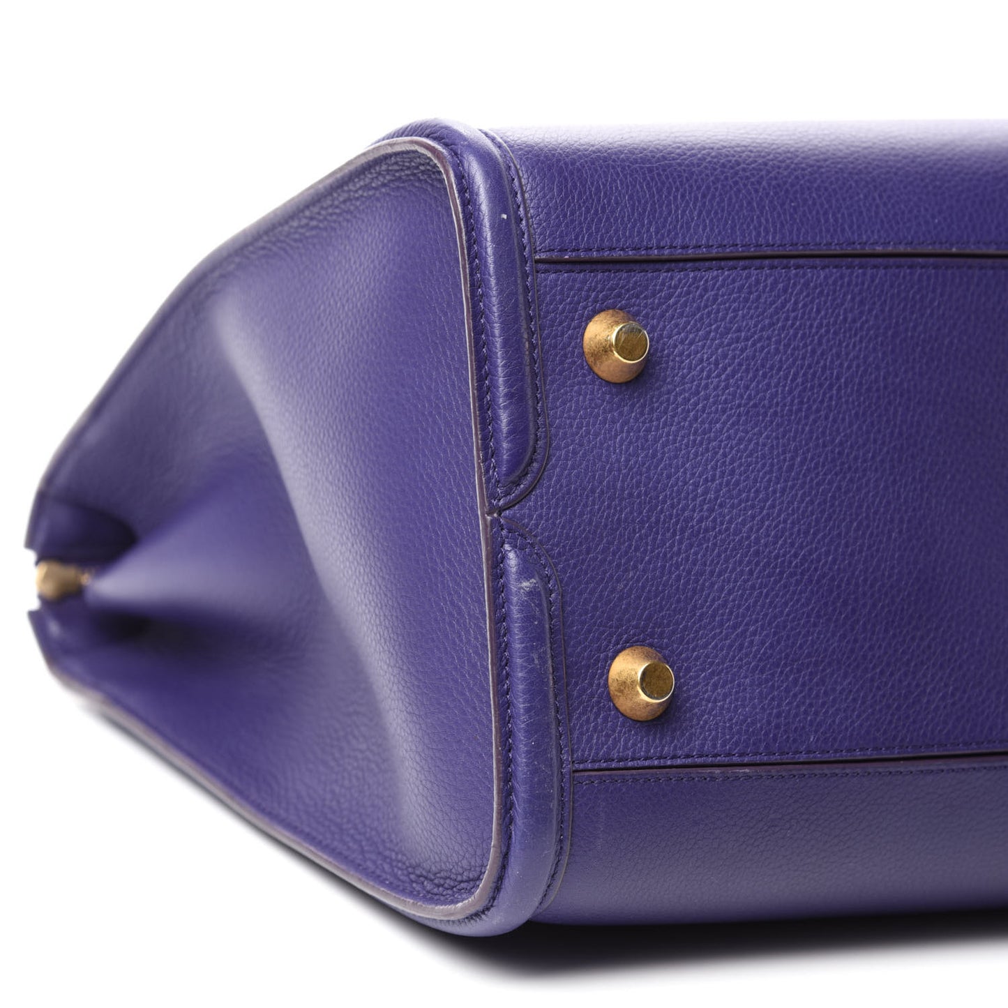 Pebbled Calfskin Zip Up Heroine Tote Purple
