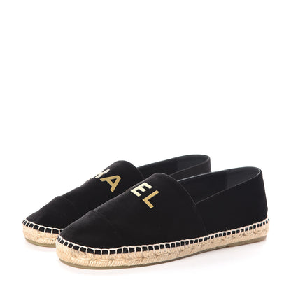 Chanel Velvet Logo Espadrilles 40 Black 3 of 10