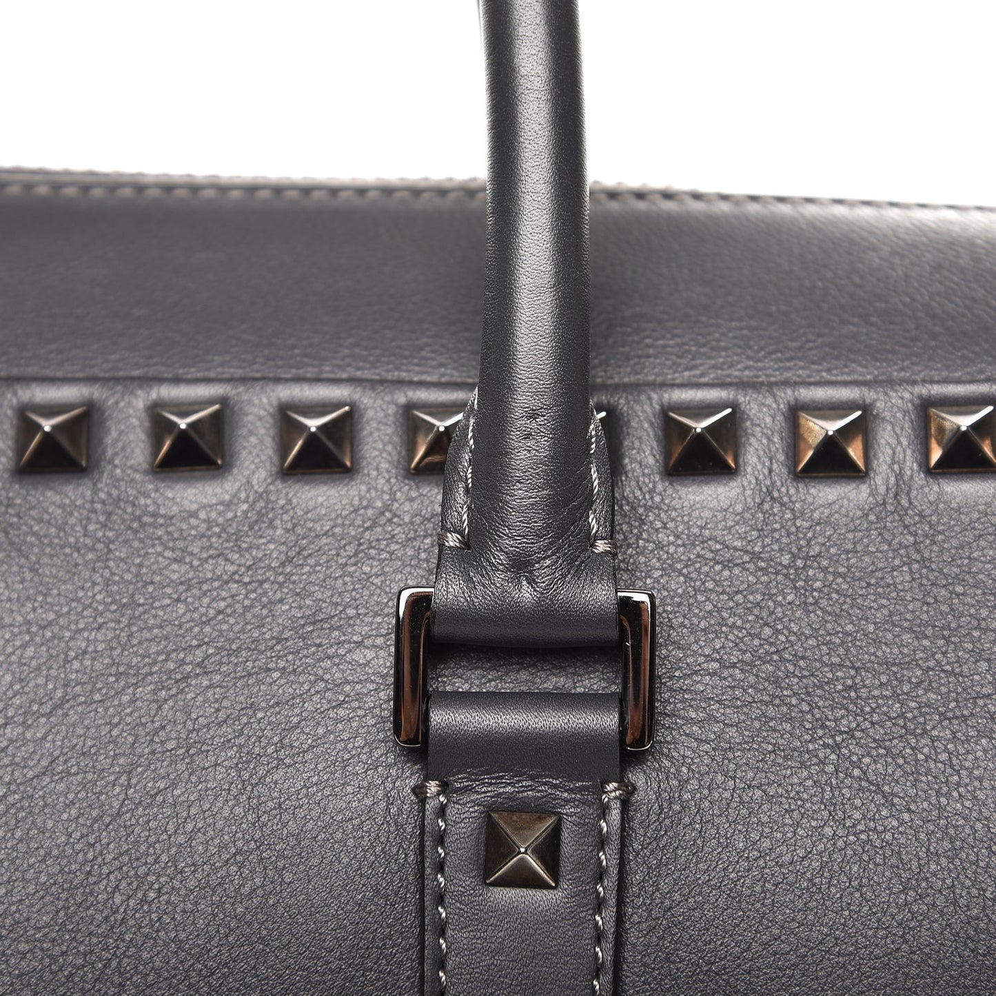 Mens Calfskin Rockstud Briefcase Grey