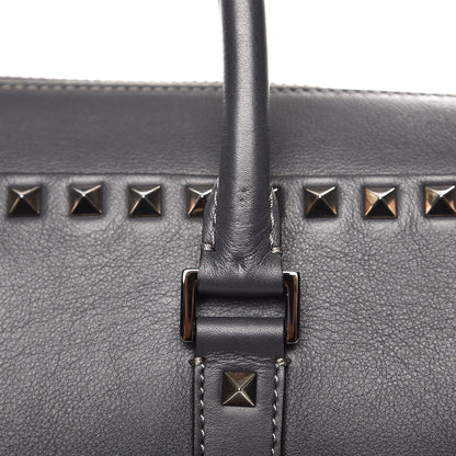 Valentino Garavani Mens Calfskin Rockstud Briefcase Grey 9 of 12