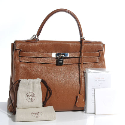 Hermes Taurillon Clemence Kelly Retourne 35 Gold 5 of 12