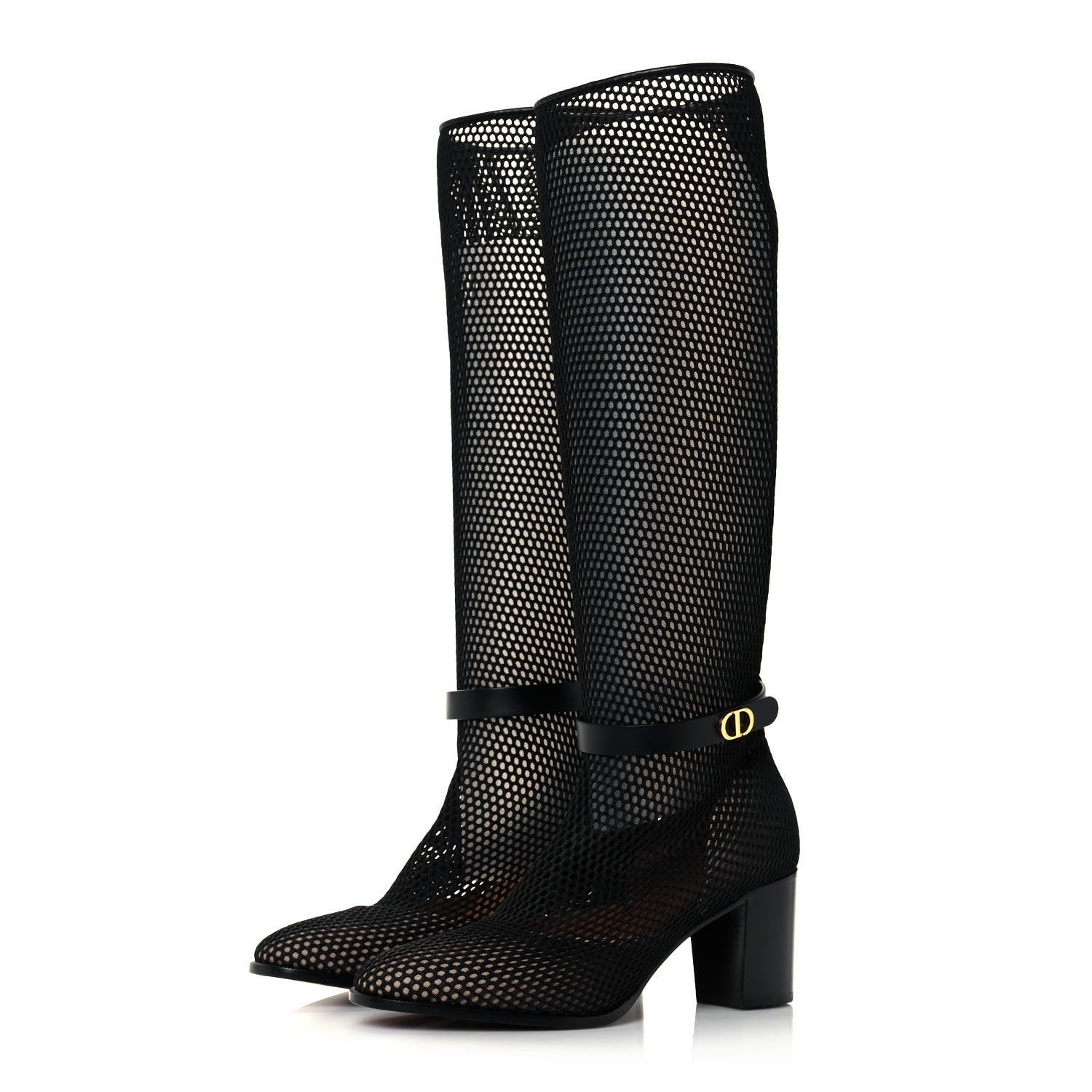 Christian Dior Calfskin Resille Empreinte High Boots 39.5 Black 3 of 7