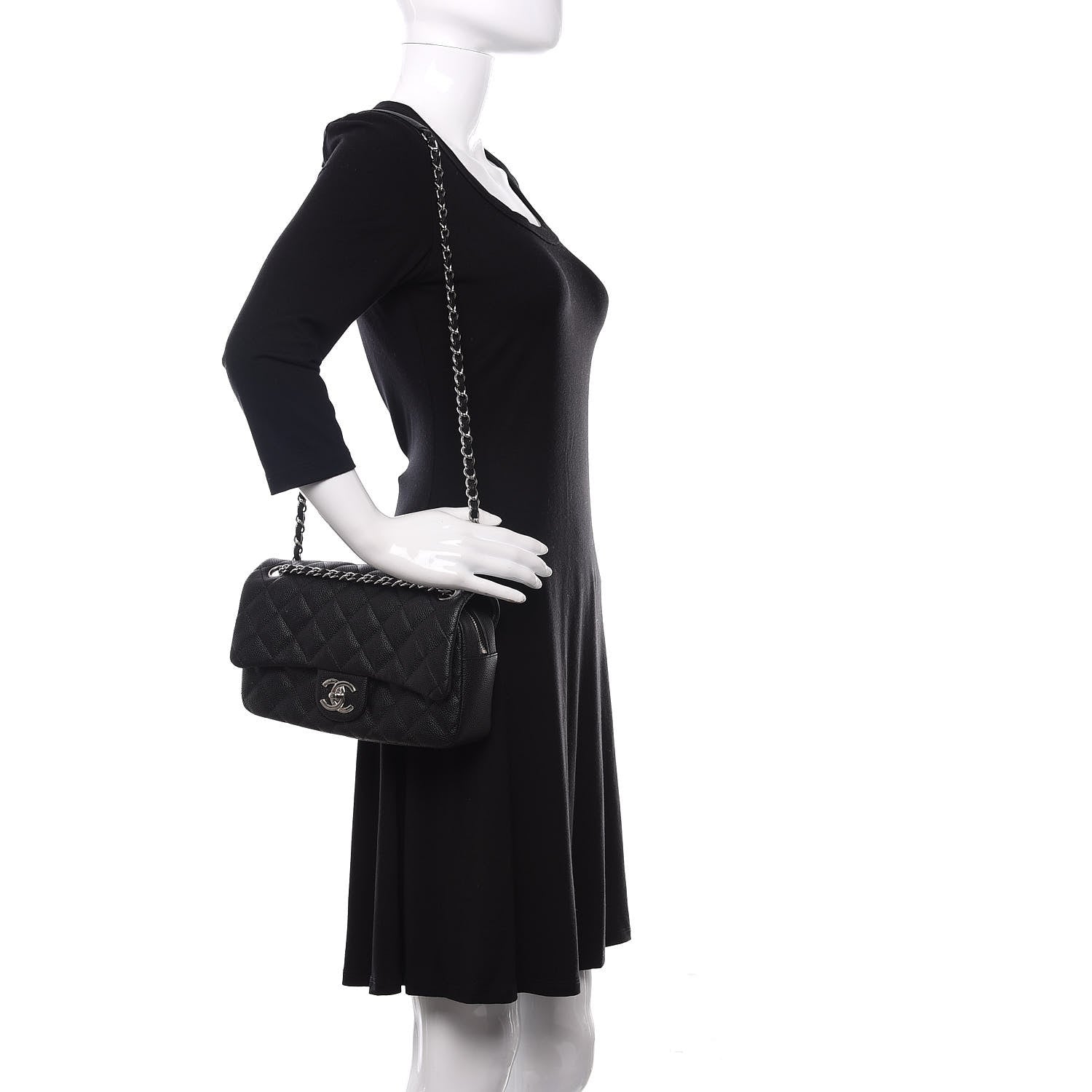 Chanel Caviar Quilted Medium Easy Flap Black 2 of 11