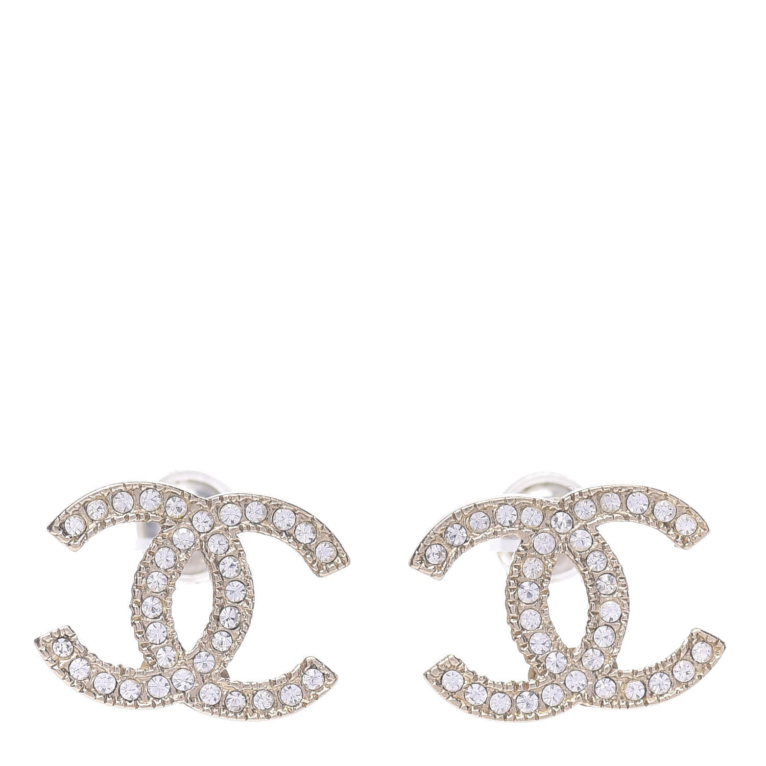 Chanel Crystal CC Earrings Gold 1 of 5