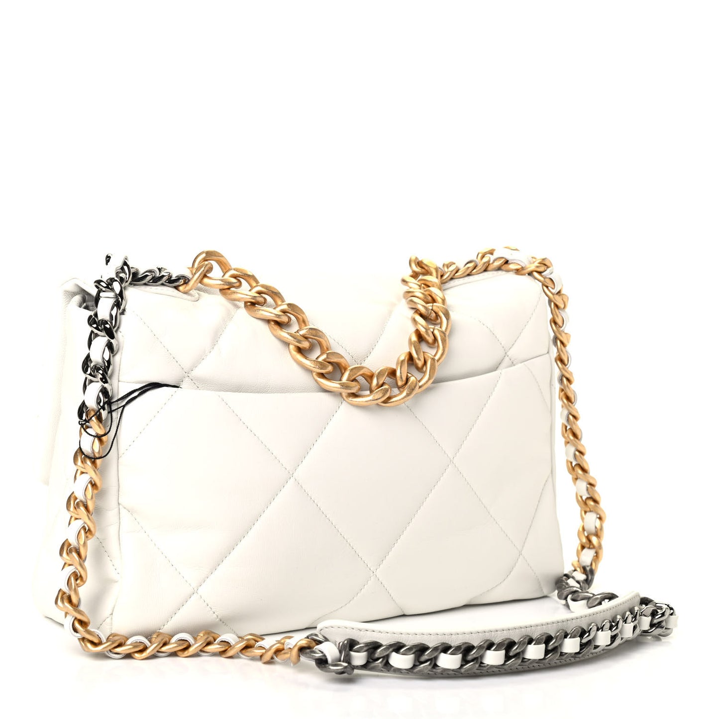 Goatskin Quilted Large Chanel 19 Flap White