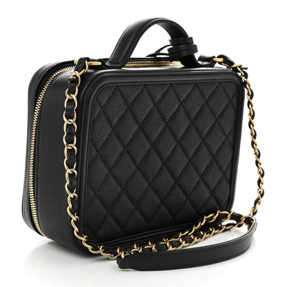 Chanel Caviar Quilted Medium CC Filigree Vanity Case Black 3 of 10