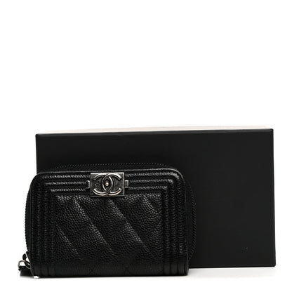 Chanel Caviar Quilted Boy Zip Around Coin Purse Wallet Black 8 of 8