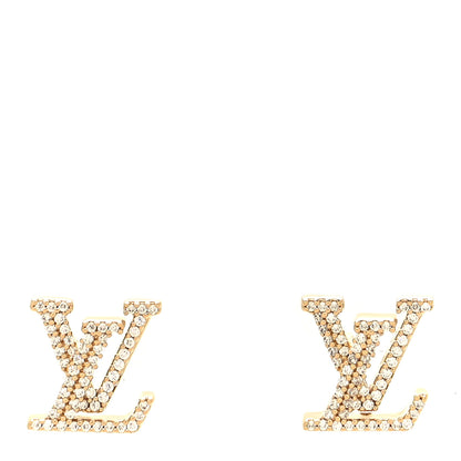 Louis Vuitton Metal Crystal LV Iconic Earrings Gold 1 of 5