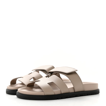 Hermes Calfskin Womens Chypre Sandals 36.5 Beige Mastic 3 of 9