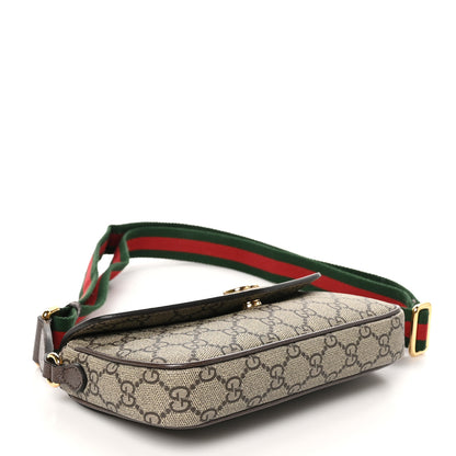 Gucci GG Supreme Monogram Textured Dollar Calfskin Web Mini Ophidia Envelope Shoulder Bag Beige Ebony New Acero 4 of 11