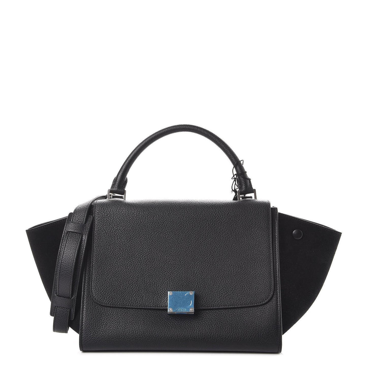Drummed Calfskin Suede Medium Trapeze Black