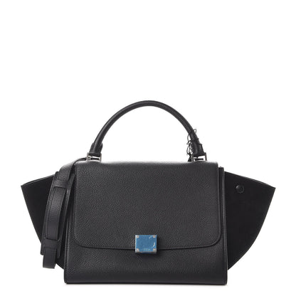 Celine Drummed Calfskin Suede Medium Trapeze Black 1 of 7