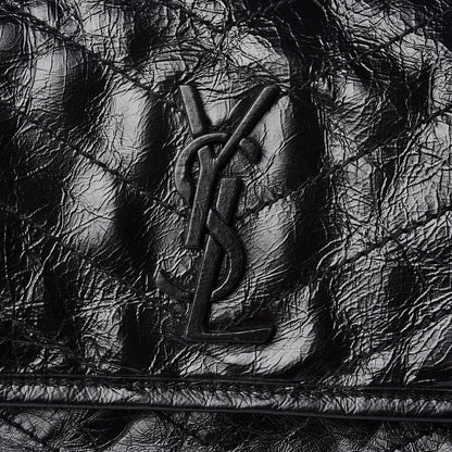 Saint Laurent Crinkled Calfskin Matelasse Monogram Medium Niki Chain Satchel Black 8 of 10