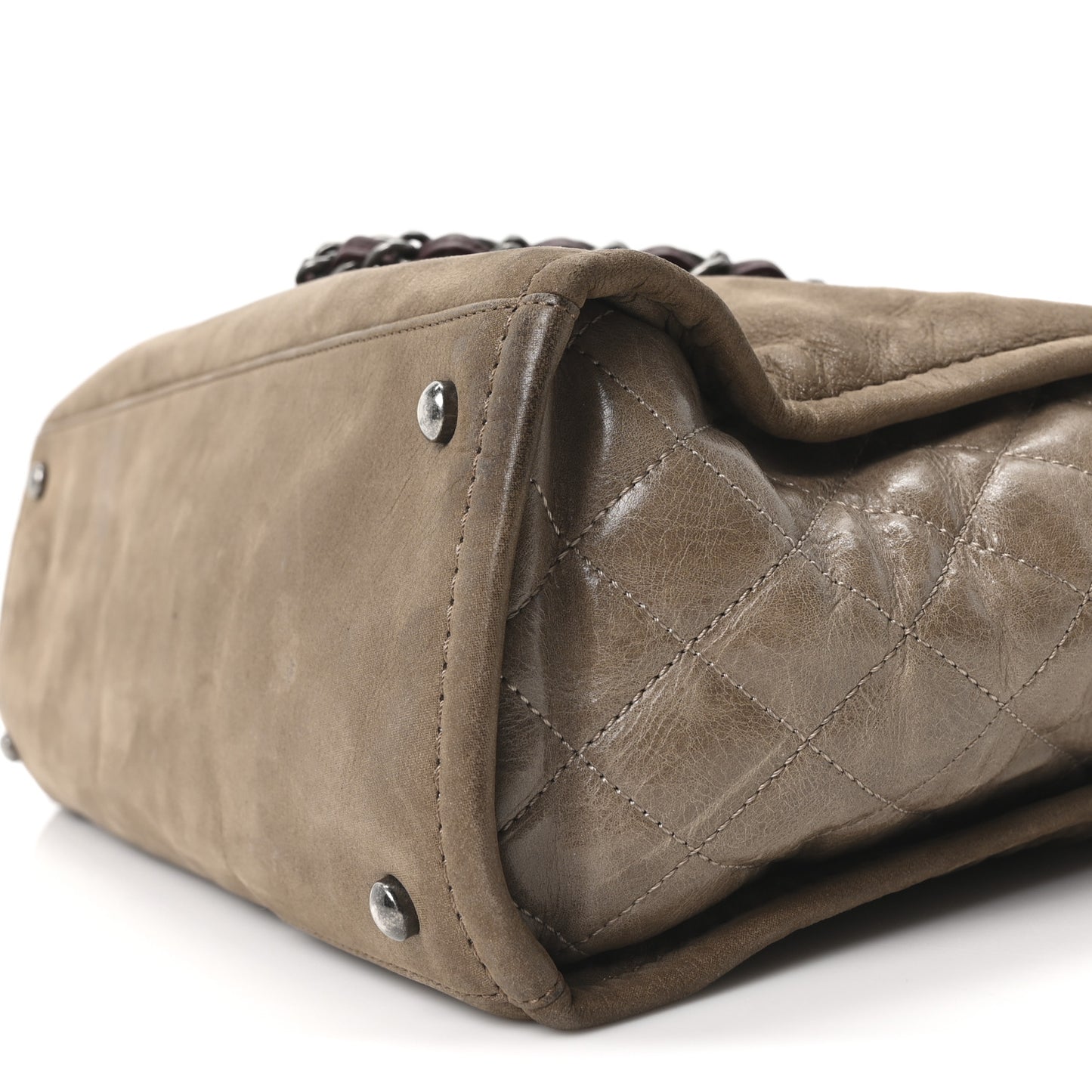 Iridescent Calfskin In The Mix Tall Tote Khaki
