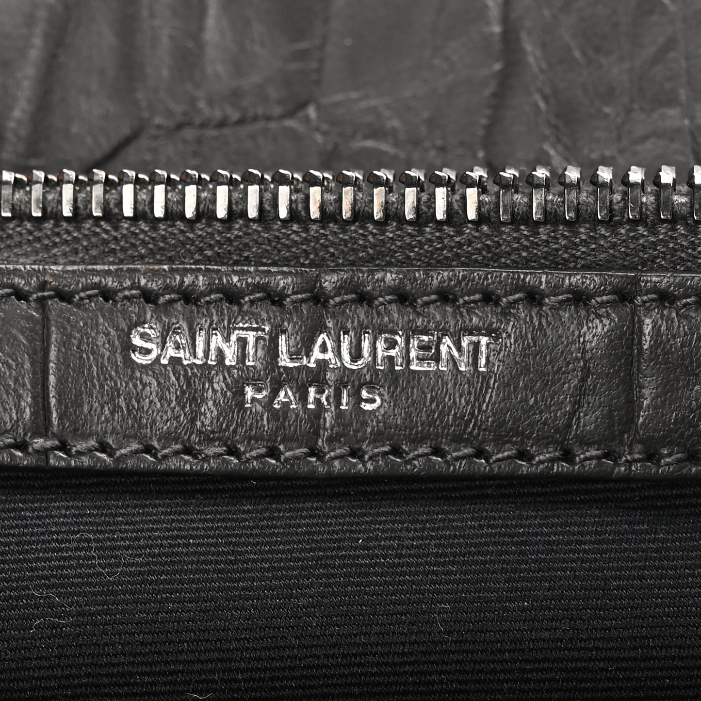 Calfskin Crocodile Embossed Medium West Hollywood Monogram Fold-Over Grey
