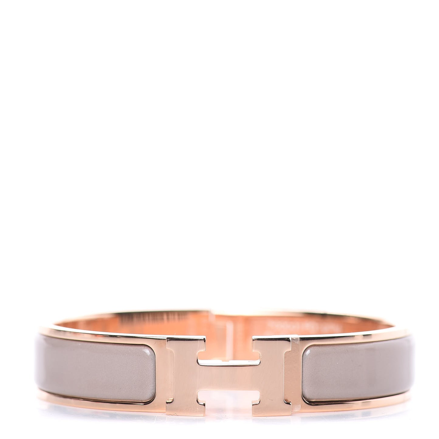 Enamel Narrow Clic Clac H Bracelet PM Marron Glace