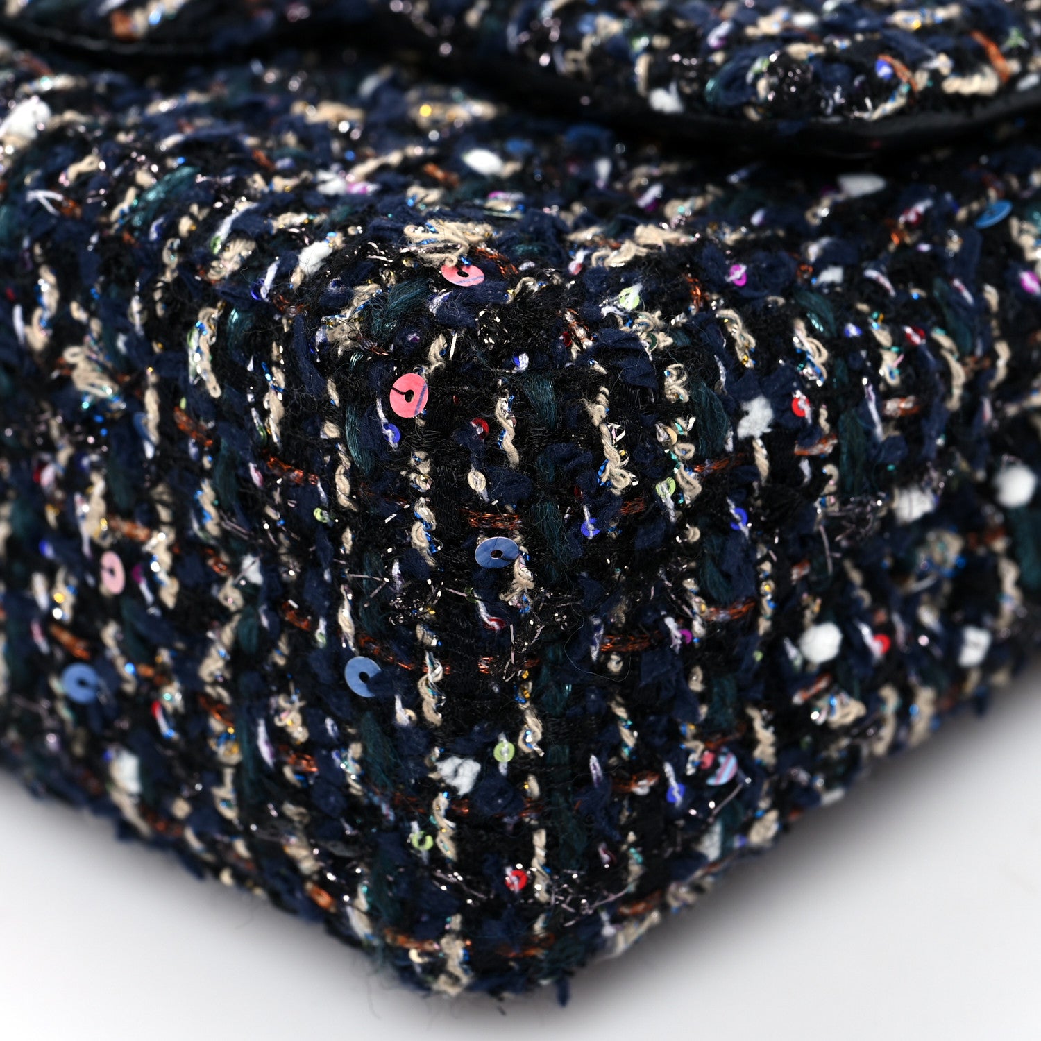Chanel Glittered Tweed Quilted Mini Rectangular Flap Navy Blue Multicolor 7 of 7
