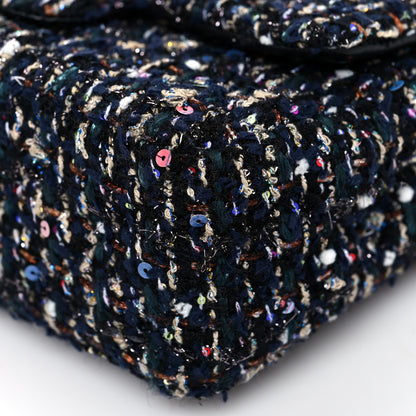Chanel Glittered Tweed Quilted Mini Rectangular Flap Navy Blue Multicolor 7 of 7