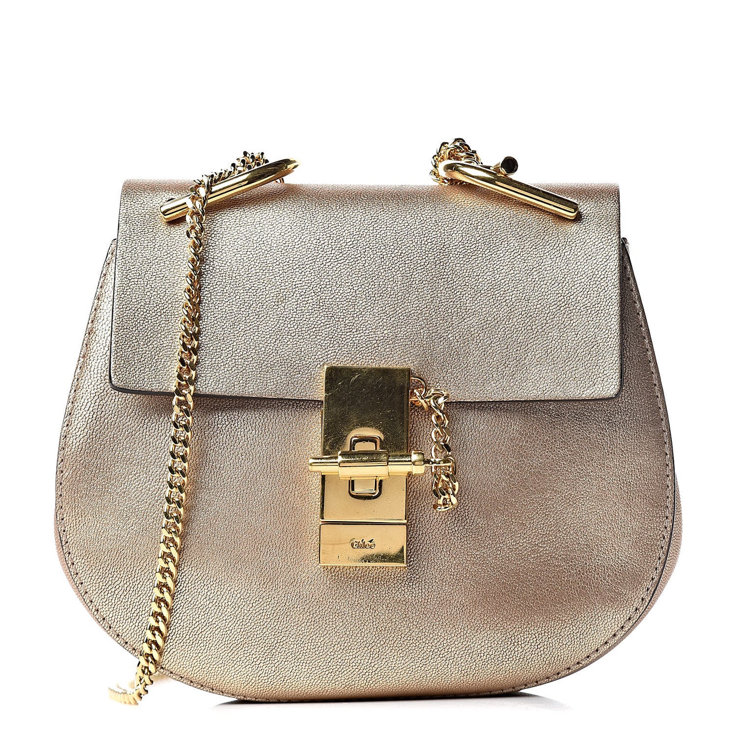 Metallic Goatskin Mini Drew Shoulder Bag Abstract Gold