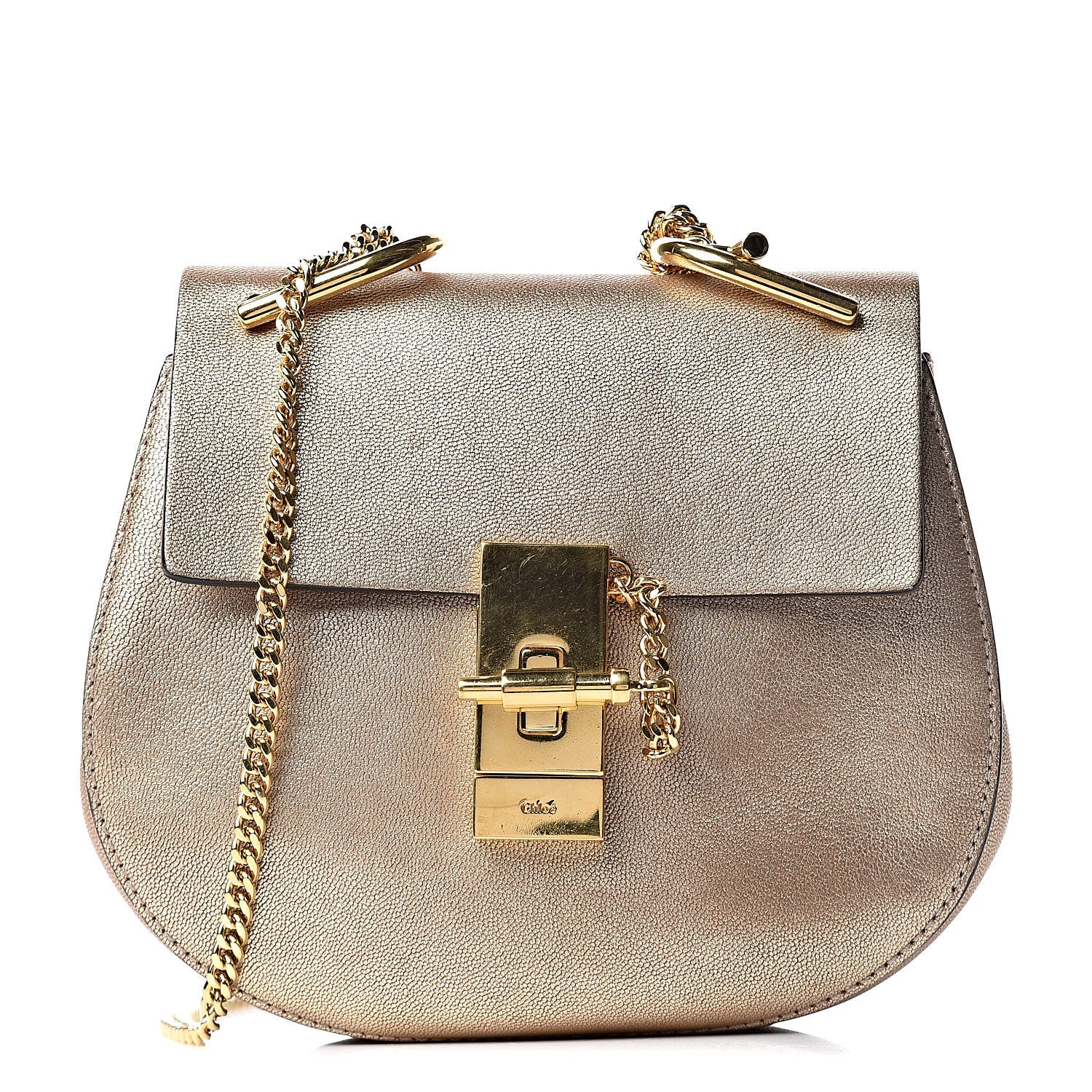 Chloe Metallic Goatskin Mini Drew Shoulder Bag Abstract Gold 1 of 9