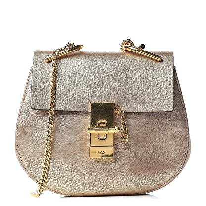 Chloe Metallic Goatskin Mini Drew Shoulder Bag Abstract Gold 1 of 9
