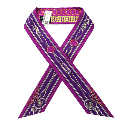 Hermes Silk Maillons Twilly Fuchsia Violet Jaune 1 of 4