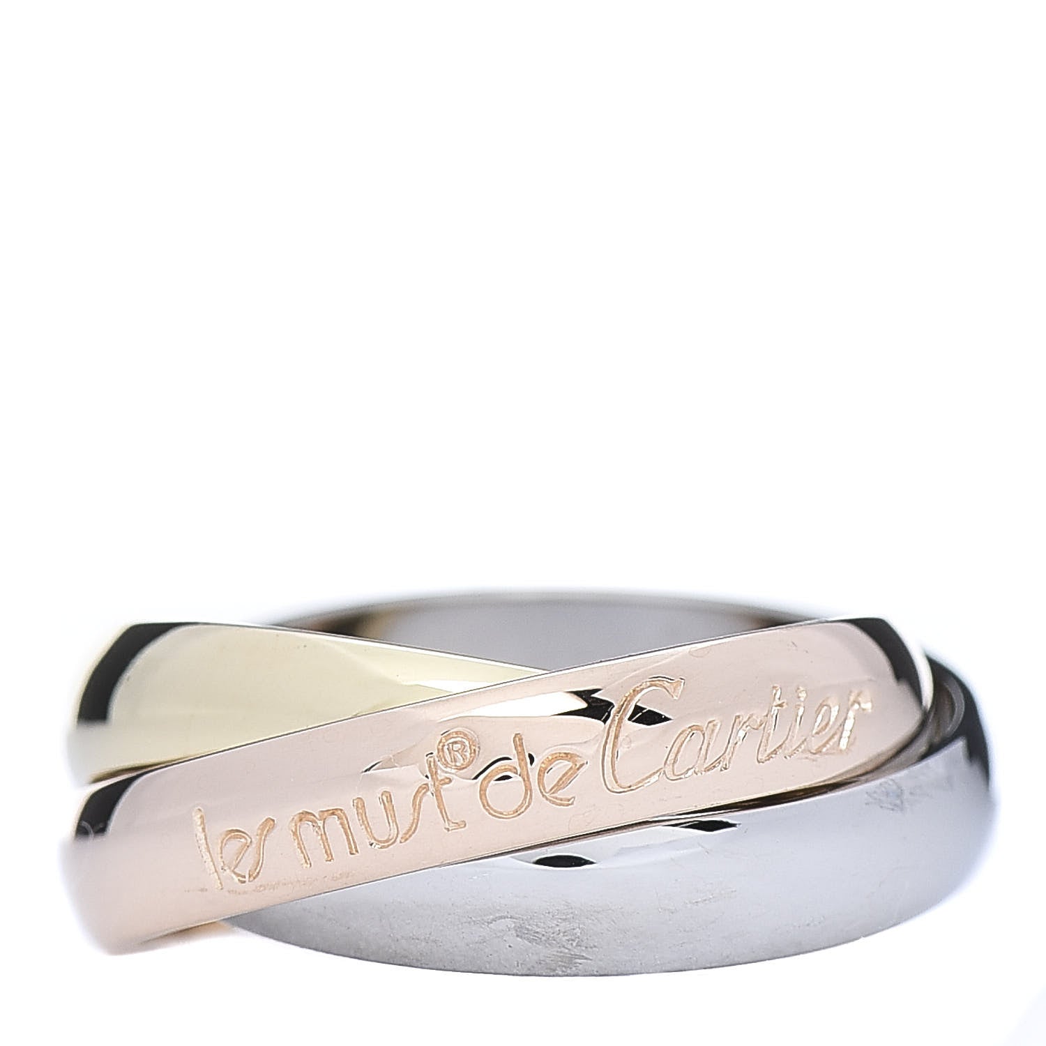 Cartier 18K Pink Yellow White Gold Classic Les Must De Trinity Ring 48 4.5 1 of 6