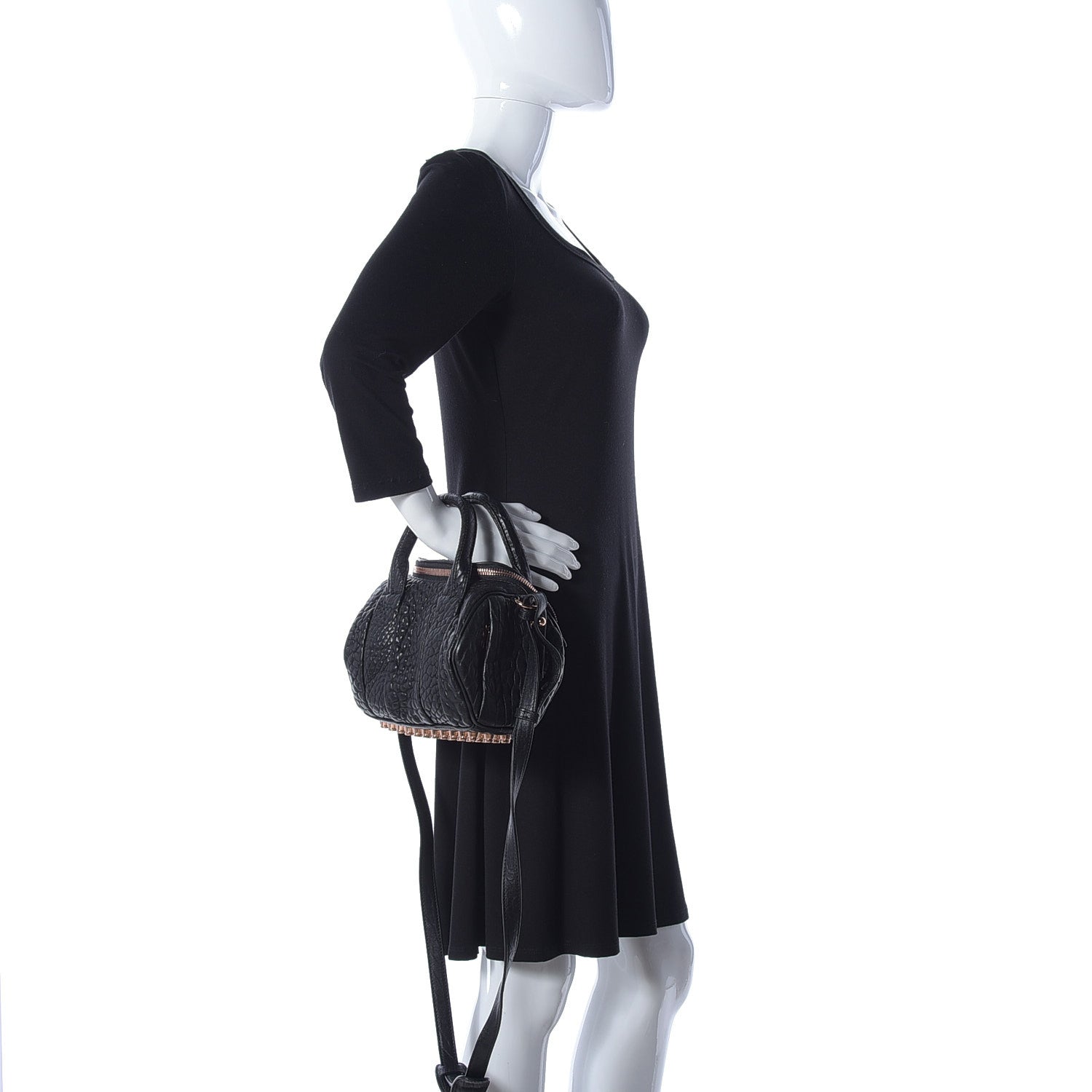 Alexander Wang Pebbled Lambskin Mini Rockie Black Rose Gold Hardware 3 of 9