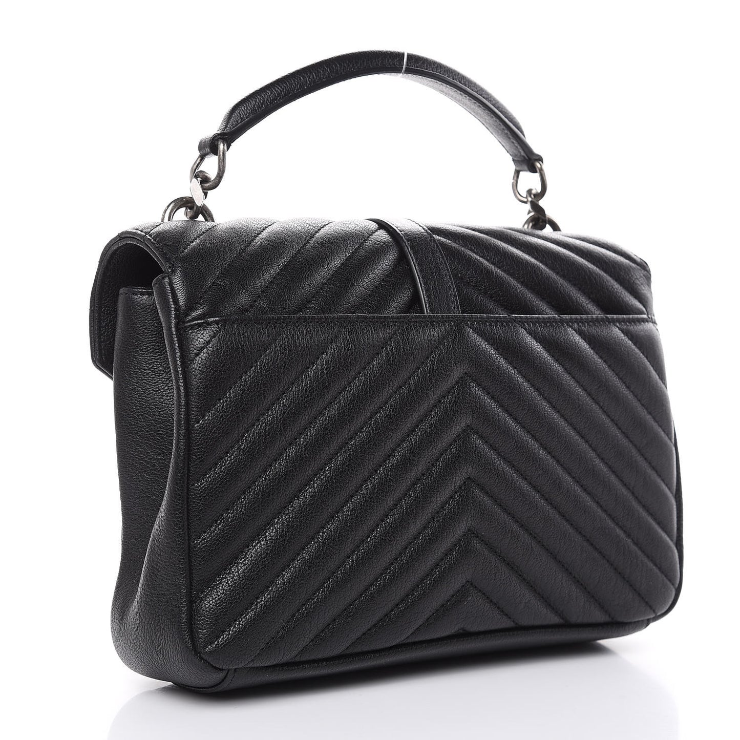 Sheepskin Matelasse Chevron Monogram Medium College Bag Black