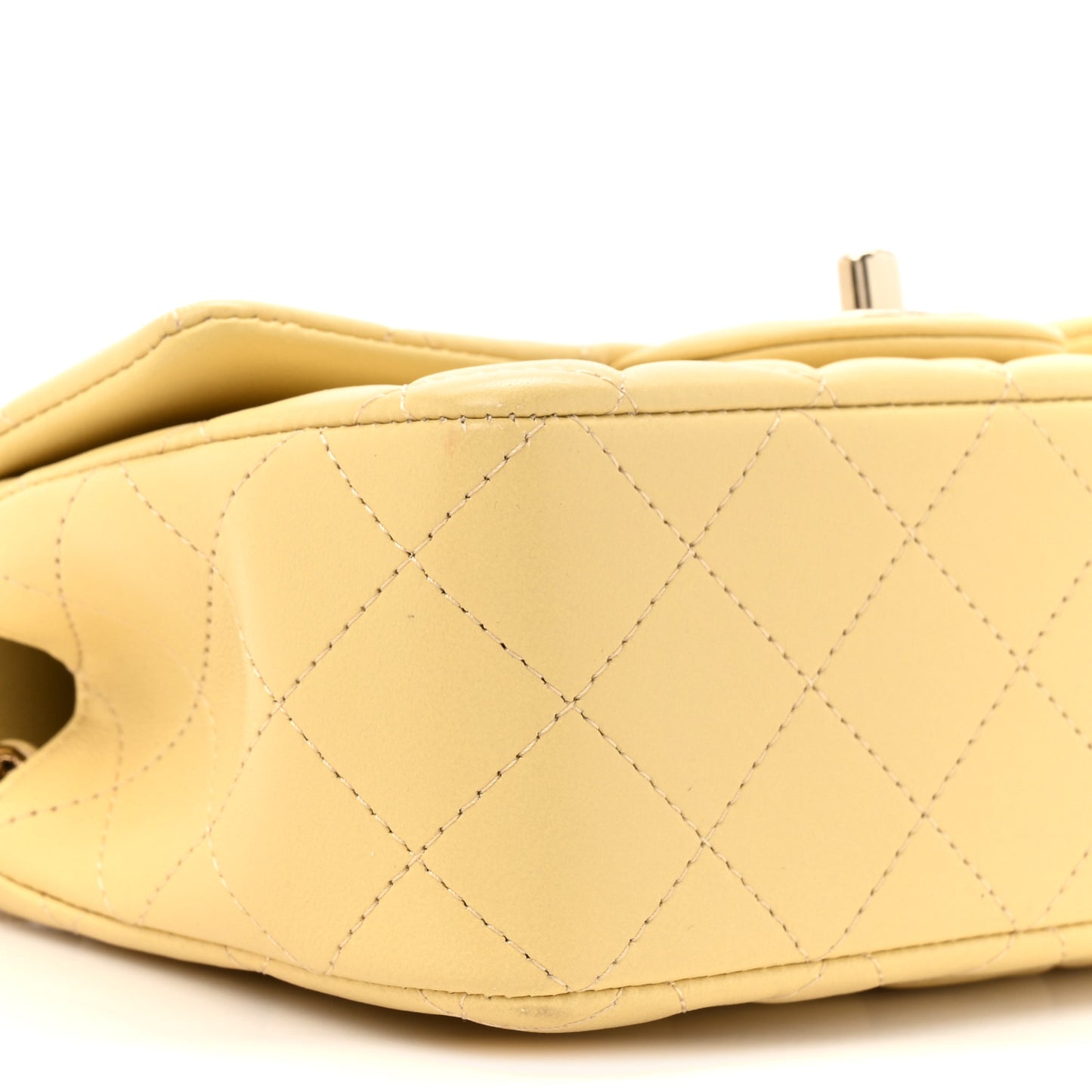 Lambskin Quilted Mini Top Handle Rectangular Flap Yellow