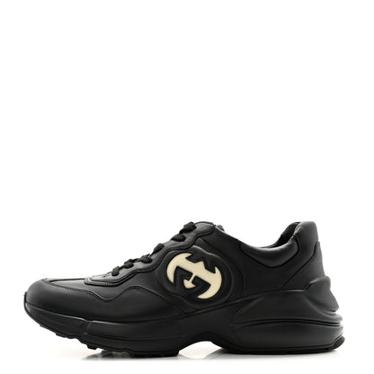 Gucci Dali Soft Calfskin Cut Out Interlocking G Mens Rhyton Sneakers 9 Black Ivoire 1 of 11