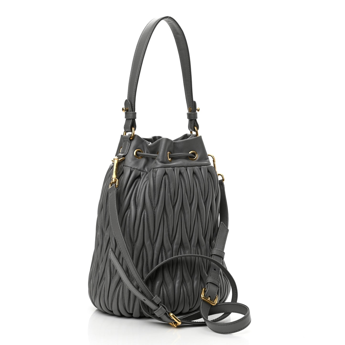 Nappa Matelasse Small Bucket Bag Marmo
