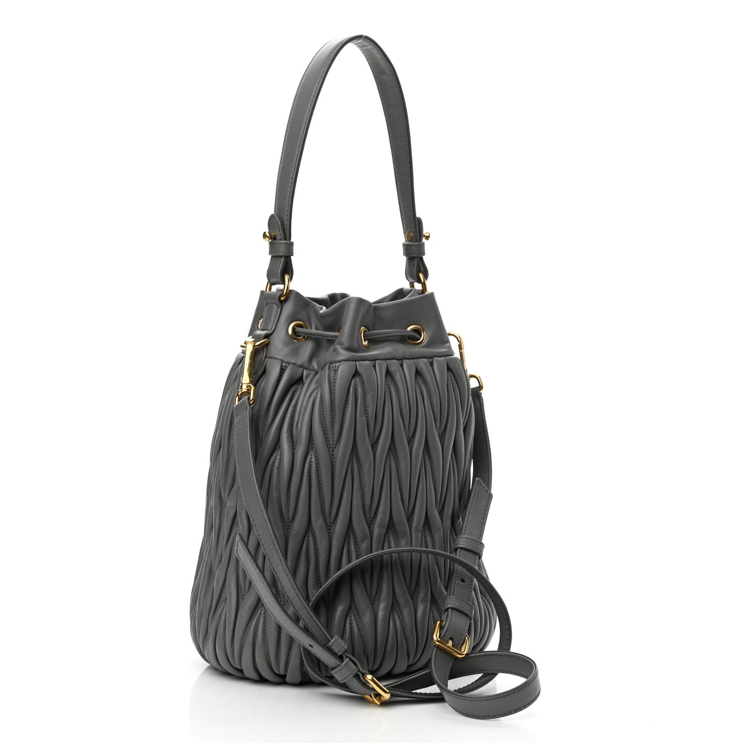 Miu Miu Nappa Matelasse Small Bucket Bag Marmo 3 of 9