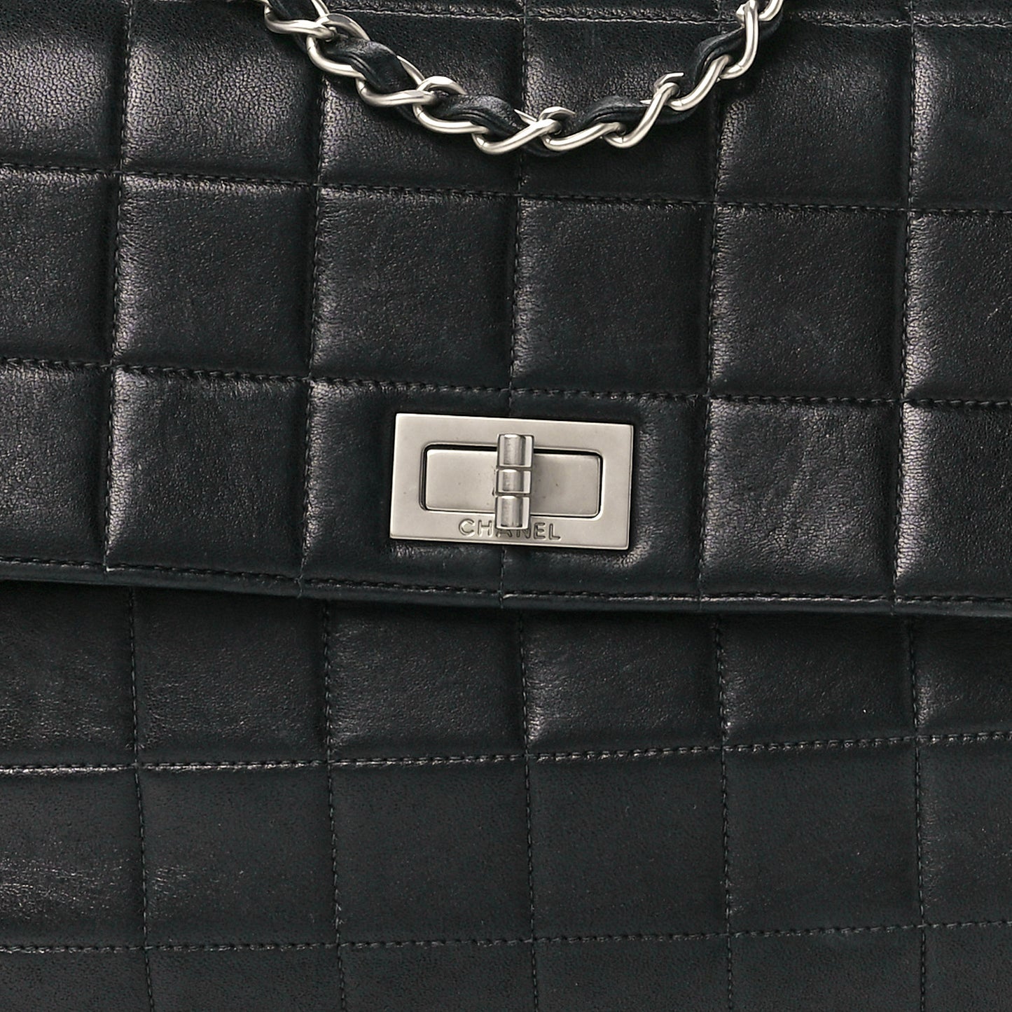 Lambskin Square Stitched Reissue Multi Pocket Flap Black