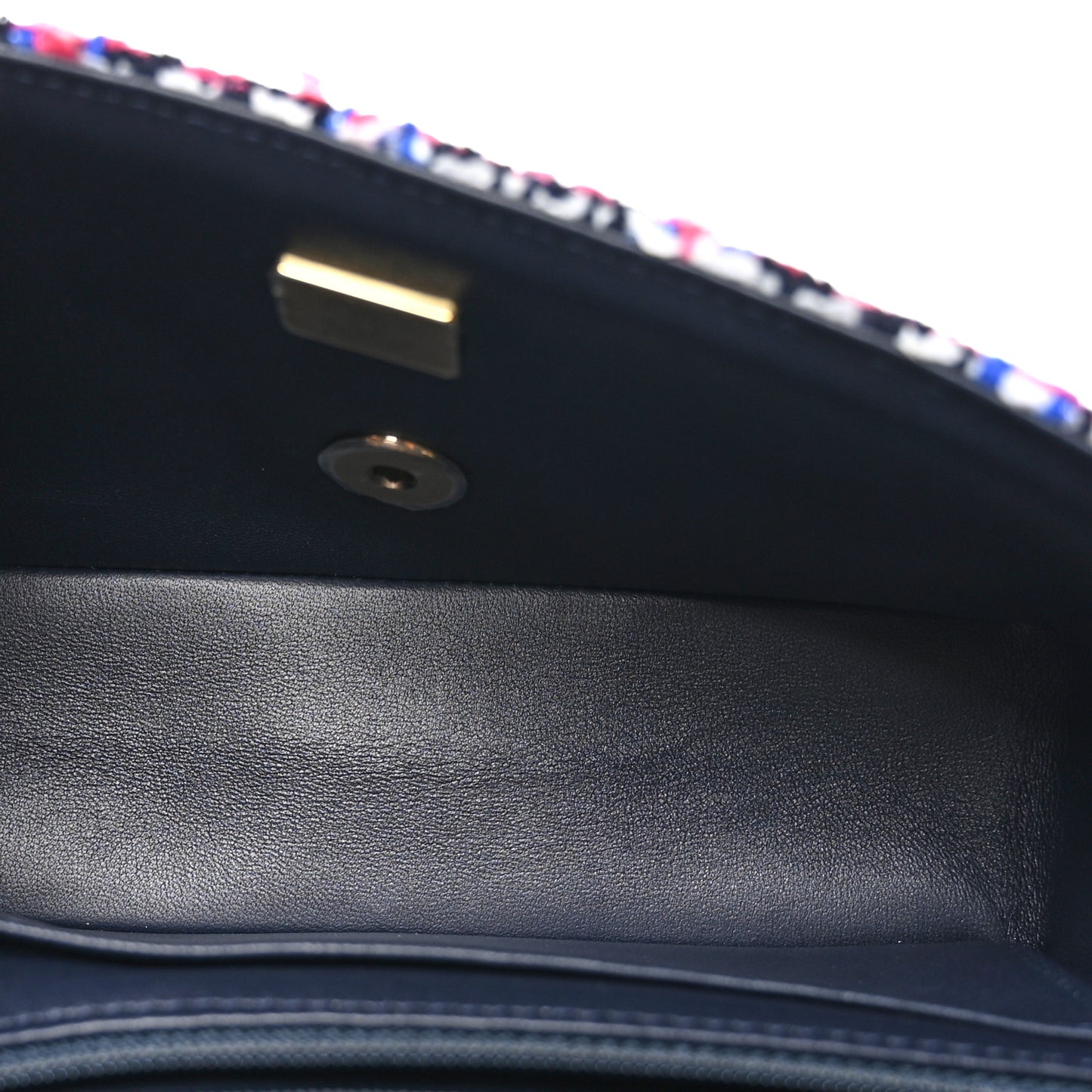 Tweed Quilted Mini Rectangular Flap Navy Red Blue White