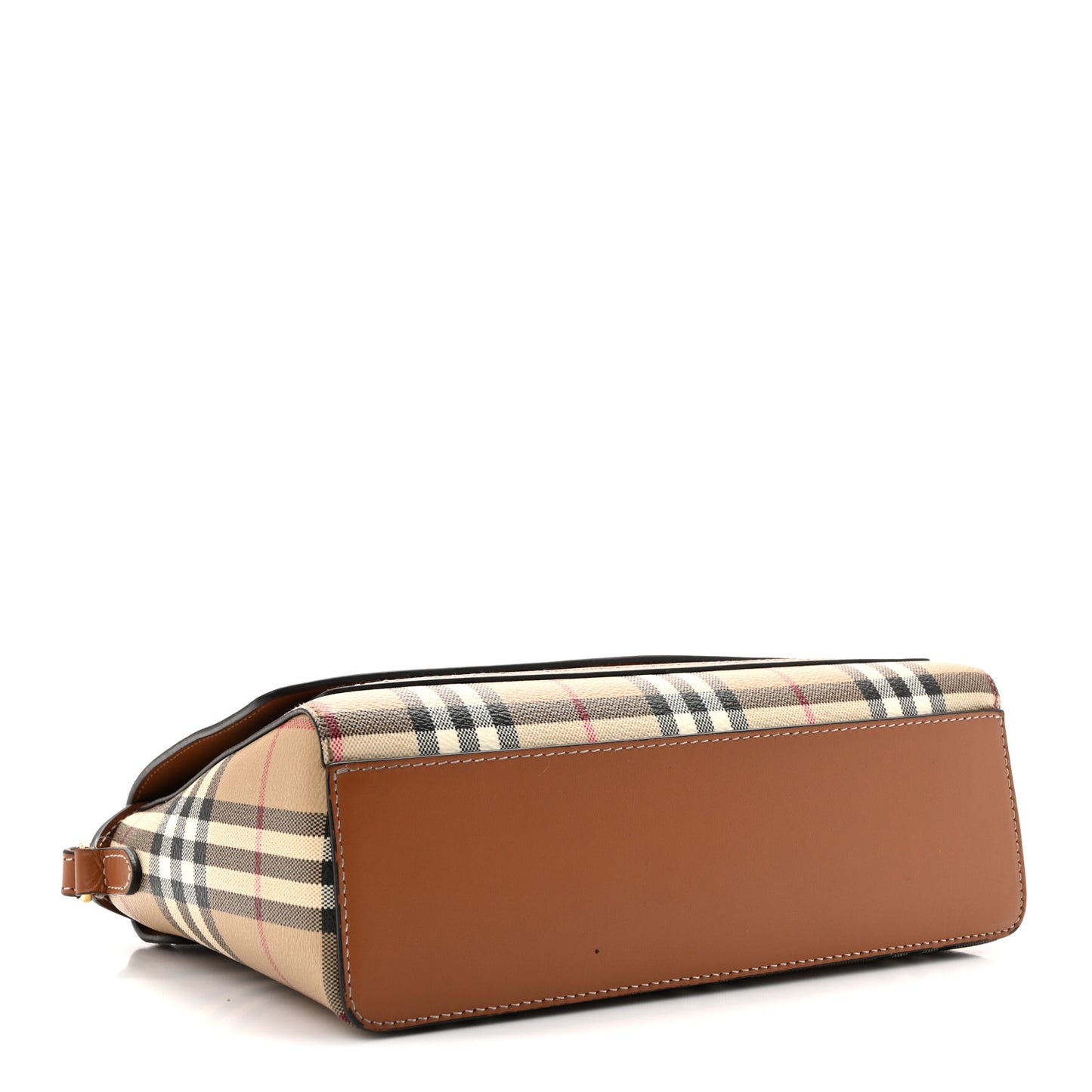 Coated Canvas Calfskin Vintage Check Medium Note Crossbody Bag Briar Brown