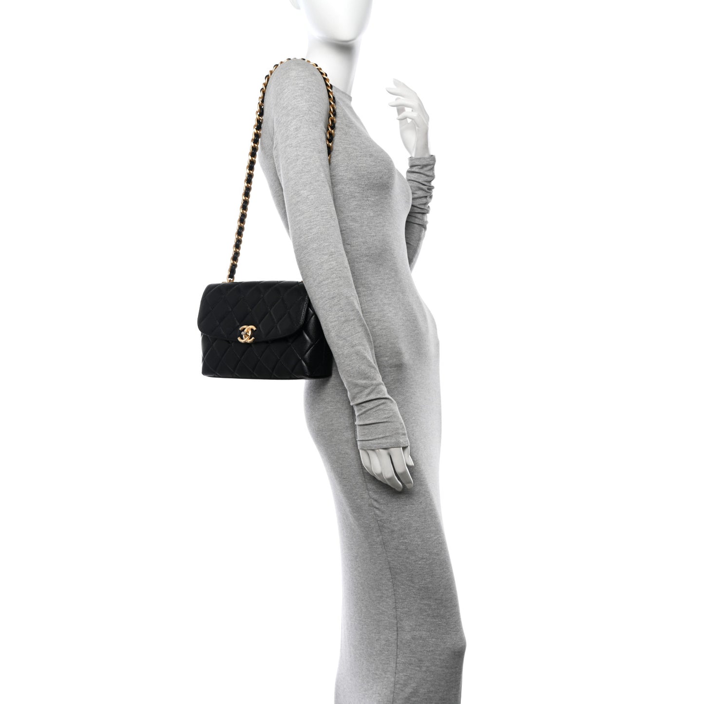 Shiny Caviar Quilted Small Flap Bag Black