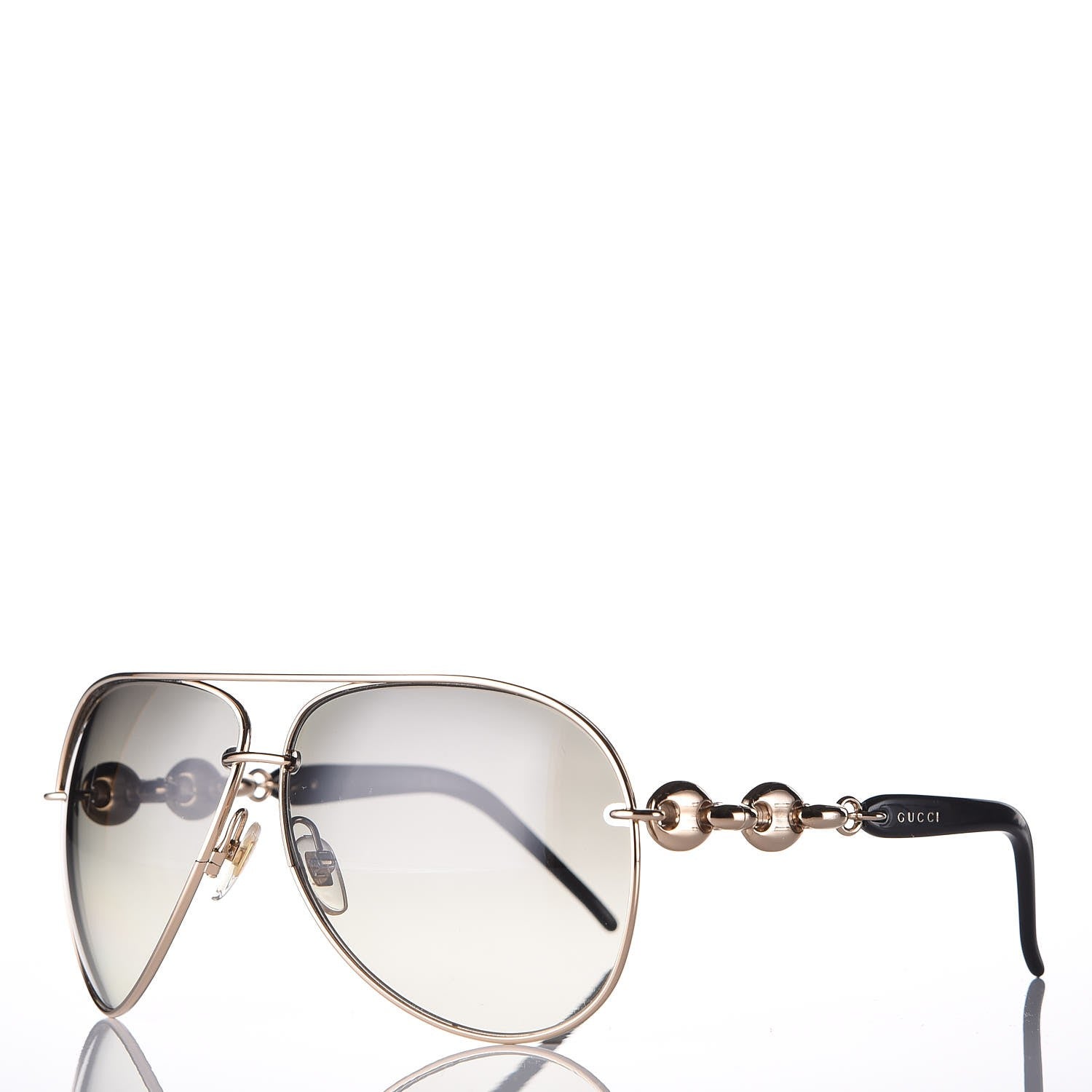 Gucci Marina Chain Aviator Sunglasses GG 4225/S Gold Black 1 of 8