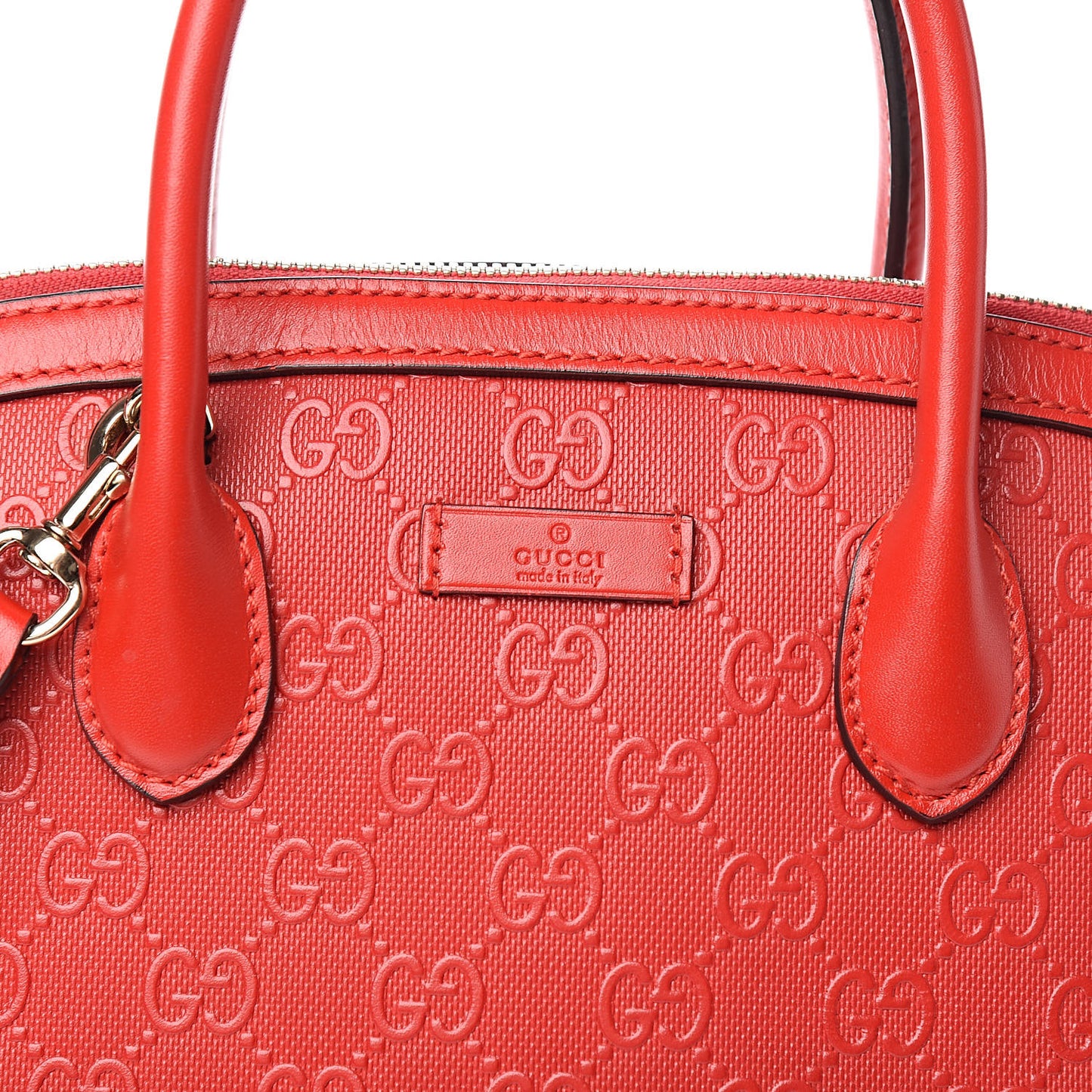 HIlary Lux GG Monogram Embossed Studded Top Handle Dome Bag Tobasco