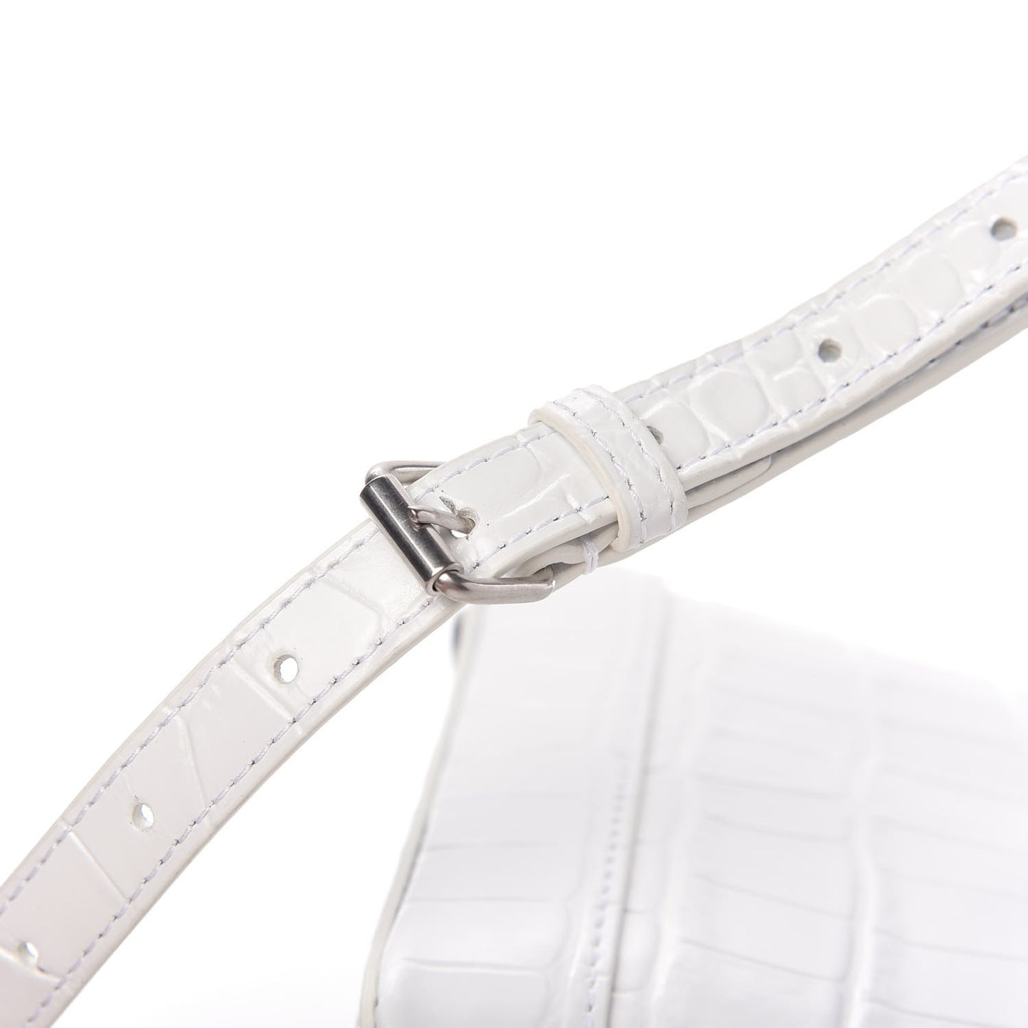 Calfskin Crocodile Embossed XXS Ville Top Handle Bag White Black